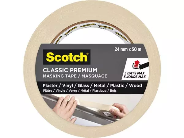 Een Afplaktape Scotch Premium Classic 24mmx50m beige koop je bij Van Leeuwen Boeken- en kantoorartikelen