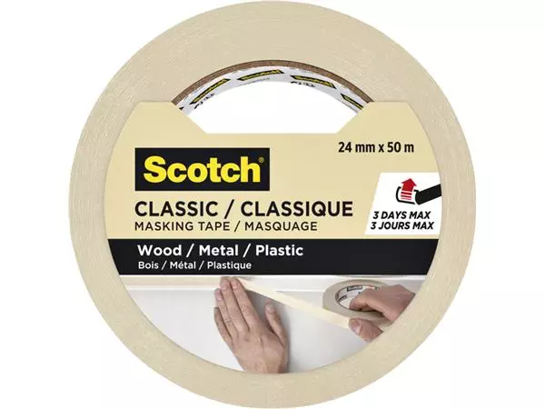 Een Afplaktape Scotch Classic 24mmx50m beige koop je bij Buro De Peuter