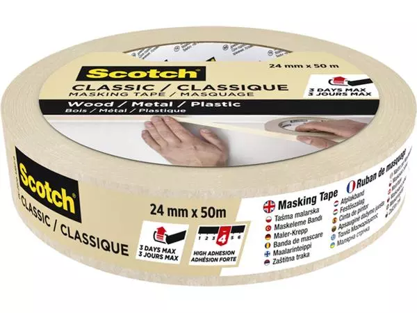 Een AFPLAKTAPE SCOTCH CLASSIC 24MMX50M BEIGE koop je bij Kantoorvakhandel van der Heijde