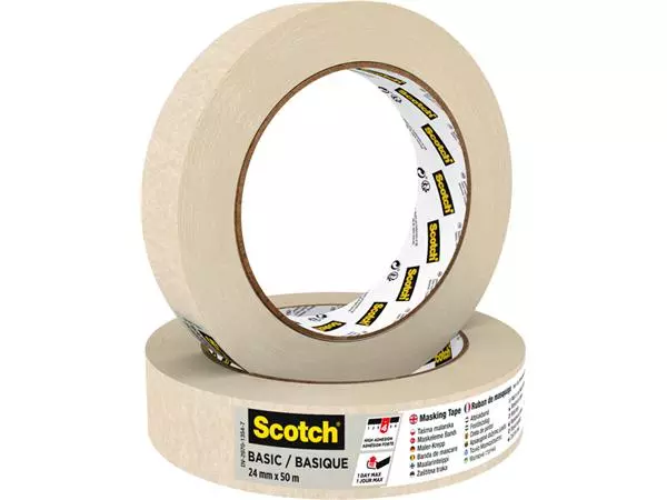 Een Afplaktape Scotch Basic 24mmx50m beige koop je bij Buro De Peuter