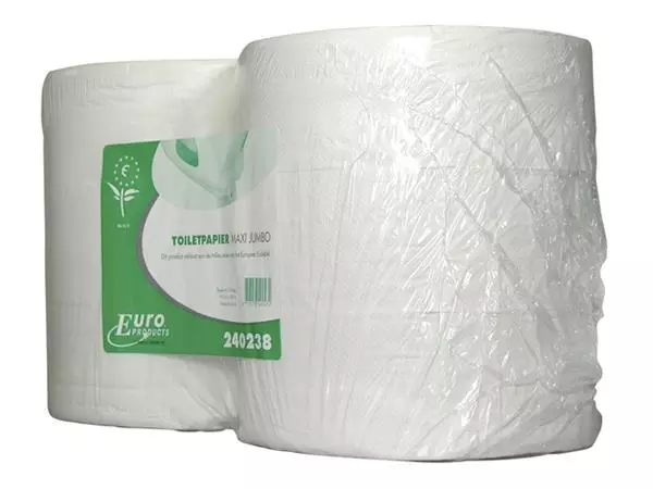 Een Toiletpapier Euro Products P4 maxi jumbo 2l recycled 380m wit 240238 koop je bij Van Hoye Kantoor BV