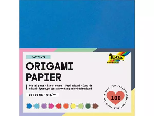 Een ORIGAMI PAP FOLIA 70GR 10X10CM 100 VEL ASSORTI KL koop je bij Kantoorvakhandel van der Heijde