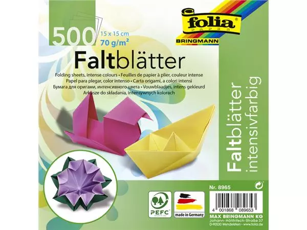 Een ORIGAMI PAP FOLIA 70GR 15X15CM 500 VEL ASSORTI KL koop je bij Kantoorvakhandel van der Heijde