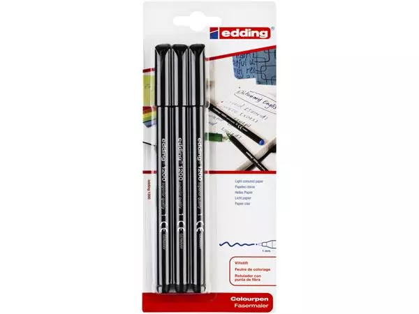 Een Fineliner edding 1200 001 fijn zwart blister à 3 stuks koop je bij NiceSupplies.nl