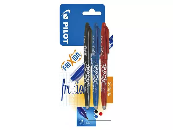 Rollerpen PILOT friXion medium assorti blister à 3 stuks