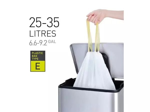 Een Afvalzak EKO MDPE type E met trekband 55x70cm 25-35L wit koop je bij EconOffice