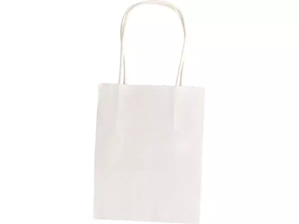 Een Tas met handvat Folia kraftpapier 110gr 12x15x5.5cm 20 stuks wit koop je bij Van Hoye Kantoor BV
