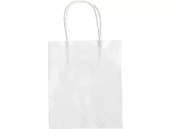 Een Tas met handvat Folia kraftpapier 110gr 18x21x8cm 20 stuks wit koop je bij Goedkope Kantoorbenodigdheden