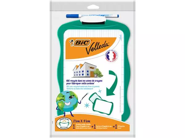 Een Whiteboard Bic Velleda 21x31cm inclusief stift en wisser recycle koop je bij NiceSupplies.nl