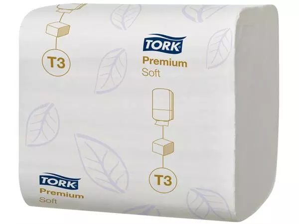 Een Toiletpapier Tork T3 gevouwen Premium Soft 2-laags 30x252vel 114273 koop je bij NiceSupplies.nl