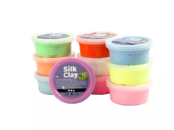 Een Klei Silk Clay basic-2 10 x 40gr 10 neon kleuren koop je bij MV Kantoortechniek B.V.