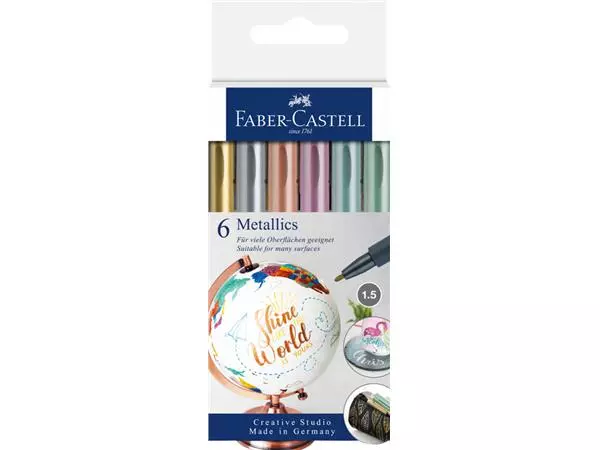 Een Viltstift Faber-Castell metallic assorti blister à 6 stuks koop je bij EconOffice
