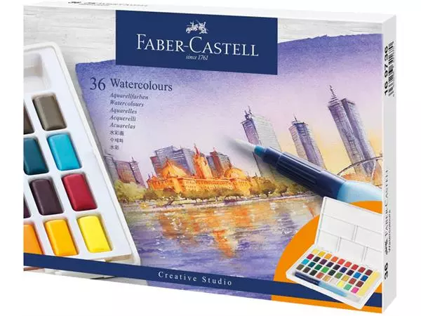 Een Waterverf Faber-Castell assorti palet à 36 stuks koop je bij Goedkope Kantoorbenodigdheden