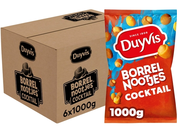 Een Borrelnootjes Duyvis cocktail zak 1000 gram koop je bij Buro De Peuter