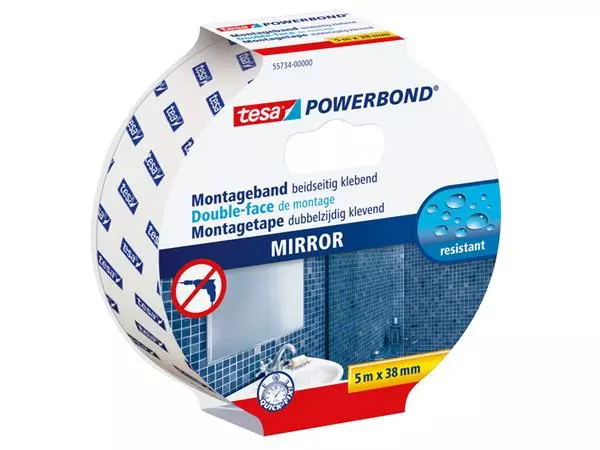 Een Montagetape tesa® Powerbond Spiegel dubbelzijdig 5mx38mm wit koop je bij NiceSupplies.nl