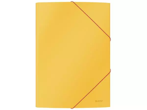 Een Elastomap Leitz Cosy A4 3-kleps geel koop je bij Van Leeuwen Boeken- en kantoorartikelen