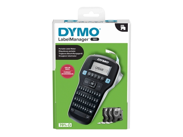 Labelprinter Dymo LabelManager 160 draagbaar azerty 12mm zwart valuepack