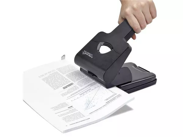 Een Perforator Rapesco HD865-P antibacterieel 2-gaats zwart koop je bij Buro De Peuter