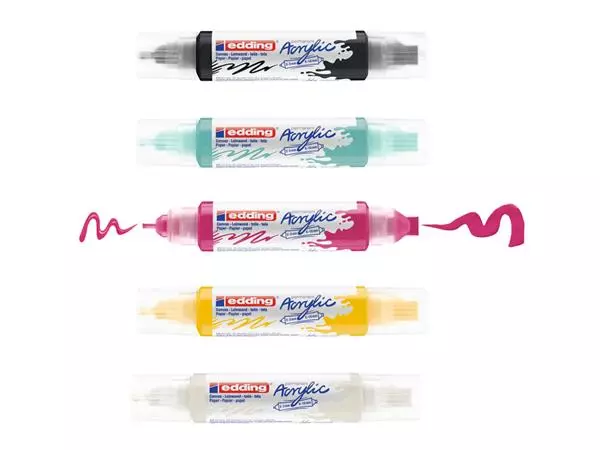 Een Acrylmarker edding e-5400 3D double liner medium basis assorti set à 5 stuks koop je bij Unimark Office B.V.