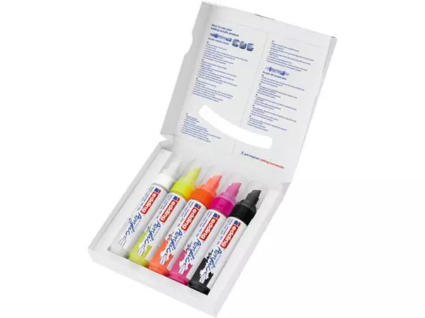 Een Acrylmarker edding e-5000 breed neon assorti set à 5 stuks koop je bij Buro De Peuter