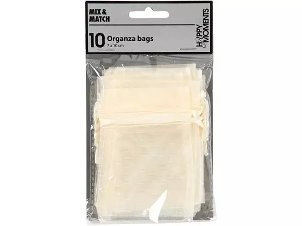 Organza zakjes Creativ Company 7x10cm 10 stuks off-white