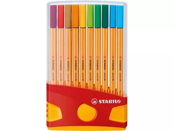 Een Fineliner STABILO point 88 ColorParade rollerset geel/rood fijn assorti etui à 20 stuks koop je bij KantoorProfi België BV