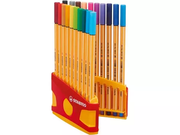 Een Fineliner STABILO point 88 ColorParade rollerset geel/rood fijn assorti etui à 20 stuks koop je bij Unimark Office B.V.