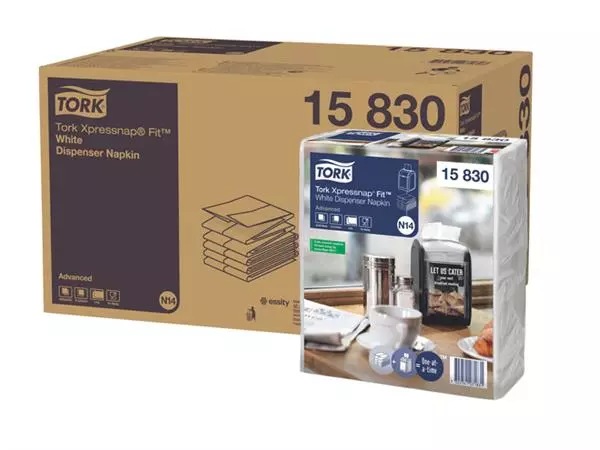 Een Servetten Tork Xpressnap Fit ® N14 2-laags wit 15830 koop je bij QuickOffice BV