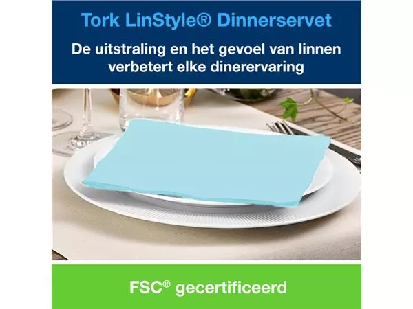 Een Dinnerservetten Tork LinStyle® 1/4-vouw 1-laags 50st aquablauw 478880 koop je bij NiceSupplies.nl