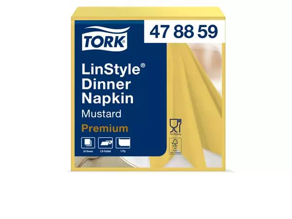 Een Dinnerservetten Tork LinStyle® 1/4-vouw 1-laags 50st mosterdgeel 478882 koop je bij L&N Partners voor Partners B.V.