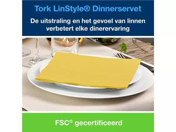 Een Dinnerservetten Tork LinStyle® 1/4-vouw 1-laags 50 stuks mosterdgeel 478882 koop je bij Unimark Office B.V.