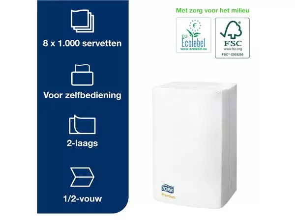 Een Servetten Tork Expressnap N4 extra zacht premium 1/2 vouw 2-laags wit 15850 koop je bij NiceSupplies.nl