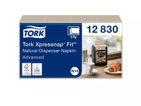 Een Servetten Tork Xpressnap Fit ® N14 2-laags naturel 12830 koop je bij Van Hoye Kantoor BV