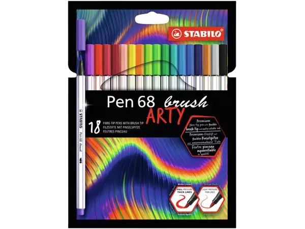 Een Brushstift STABILO Pen 568/18 Arty assorti etui à 18 stuks koop je bij KantoorProfi België BV