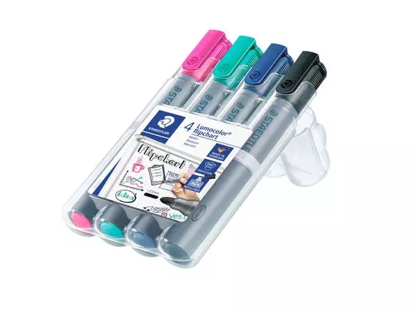 Een Viltstift Staedtler 356 voor flipover rond 2mm set à 4 stuks assorti koop je bij Kantoorvakhandel van der Heijde