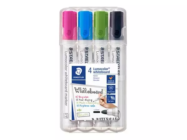 Een Viltstift Staedtler Lumocolor 351 whiteboard set à 4 stuks assorti koop je bij NiceSupplies.nl