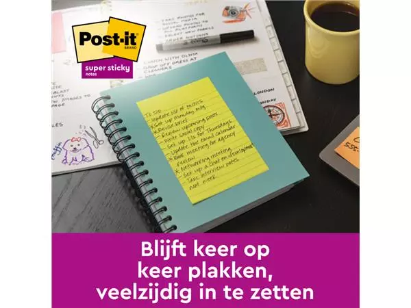 Een Memoblok Post-it 6445 Super Sticky 152x101mm assorti 3st koop je bij Buro De Peuter