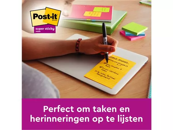 Een Memoblok Post-it 8645 Super Sticky 203x153mm assorti 6 stuks koop je bij Buro De Peuter