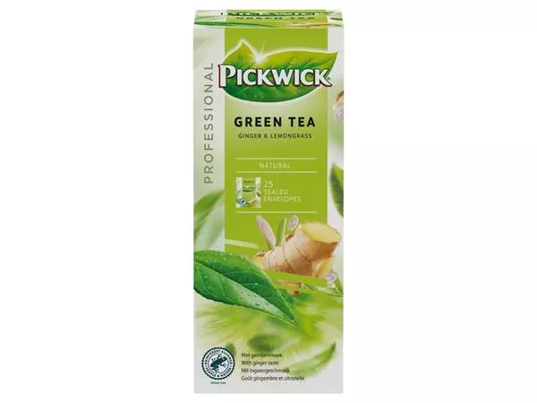 Een Thee Pickwick green ginger lemongrass 25x2gr koop je bij Buro De Peuter