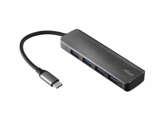 Een Hub Trust Halyx USB-C 4-poorten USB-A 3.2 zwart koop je bij EconOffice