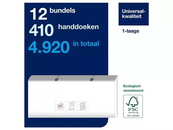 Een HANDDOEK TORK PC H5 UNIVERSAL 1LGS WIT 100585 koop je bij Kantoorvakhandel van der Heijde