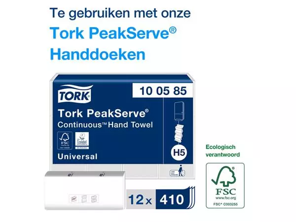 Een Handdoekdispenser Tork PeakServe® Continu™ H5 Elevation wit 552500 koop je bij Van Hoye Kantoor BV