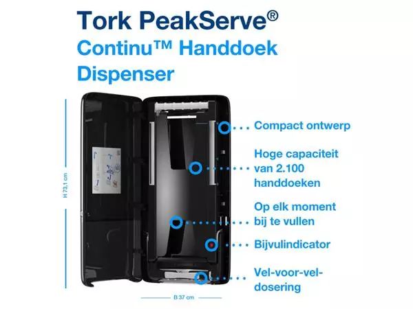 Een Handdoekdispenser Tork H5 Elevation PeakServe zwart 552508 koop je bij Buro De Peuter