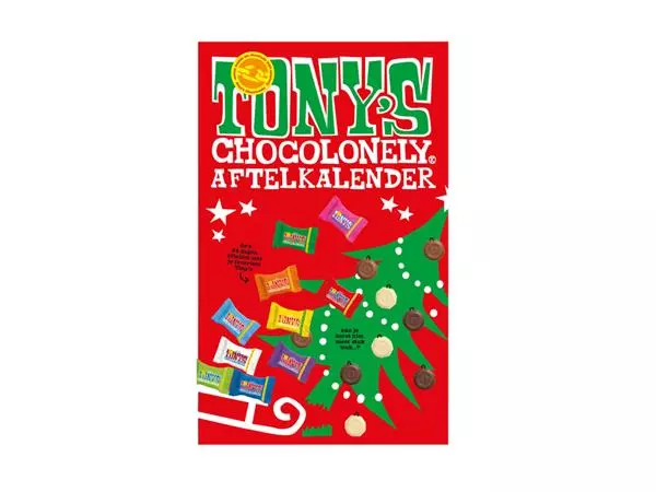 Een Chocolade Tony's Chocolonely Kerst big Tiny calendar 225gr assorti koop je bij EconOffice