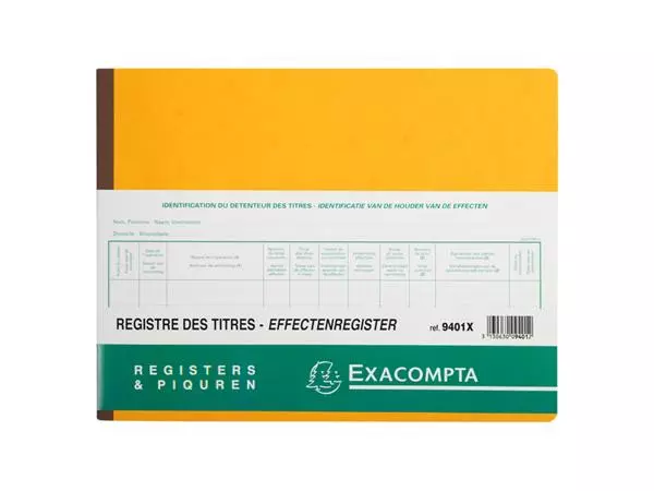 Een Registre des titres Piqûre SRL-BV 240x320 80 feuilles jaune koop je bij QuickOffice BV