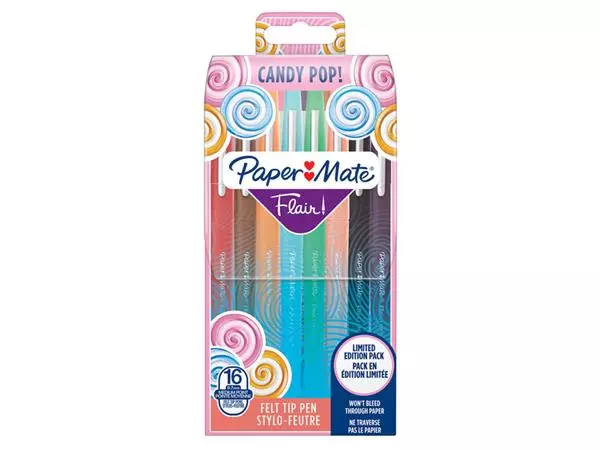 Een Fineliner Paper Mate Flair Candy Pop wallet à 16 kleuren koop je bij EconOffice