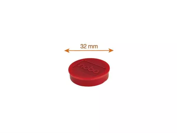 Een MAGNEET NOBO 32MM 800GR ROOD koop je bij Kantoorvakhandel van der Heijde