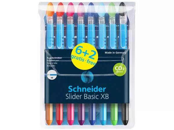 Een Balpen Schneider Slider Basic extra breed assorti etui à 6 + 2 gratis koop je bij EconOffice