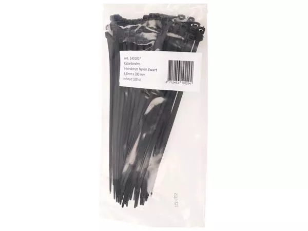 Een Inbindstrips IEZZY nylon 4.8x200mm D 49.5mm zwart koop je bij Van Leeuwen Boeken- en kantoorartikelen