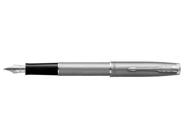 Een Vulpen Parker Sonnet Essential sandblasted stainless steel lacquer CT medium koop je bij Van Hoye Kantoor BV